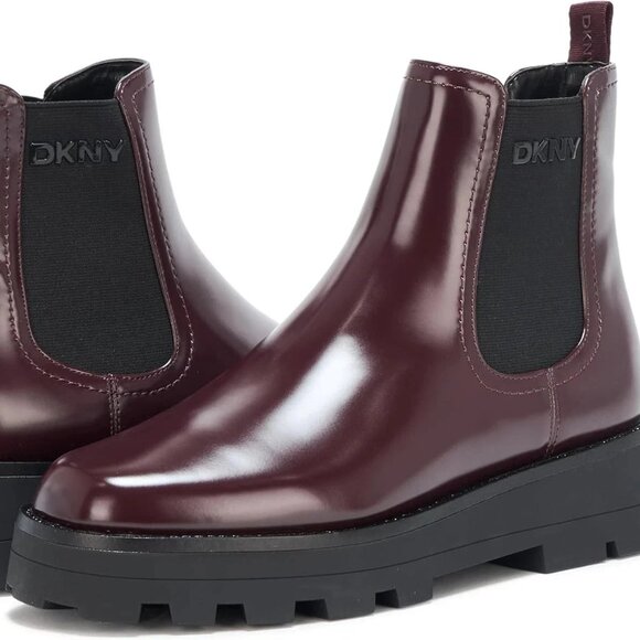 DKNY Senni Chelsea Boots Wine 8.5M Chunky Platform Pull-On MSRP $149 - Picture 4 of 5